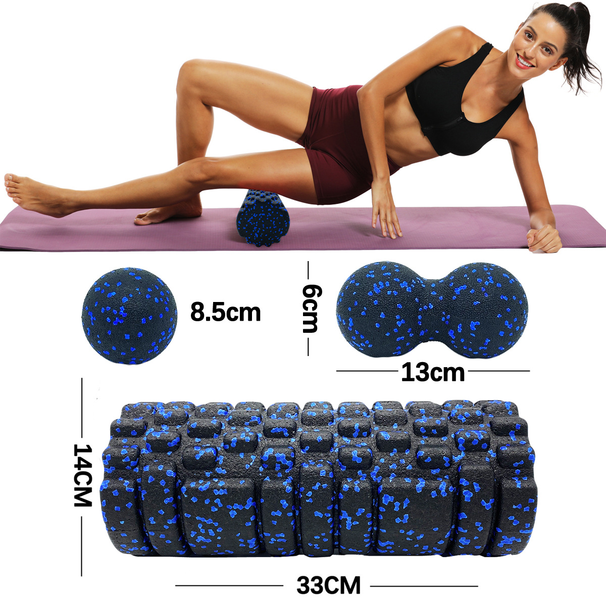 Foam Roller Trigger Point - 3 шт., роликовый массажный шарик для